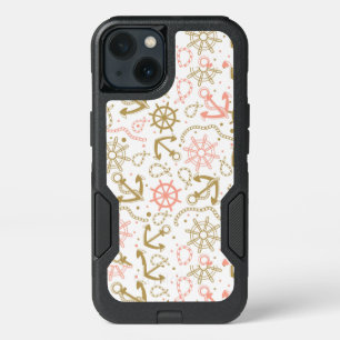 Golden Anchor Pattern iPhone 13 Case