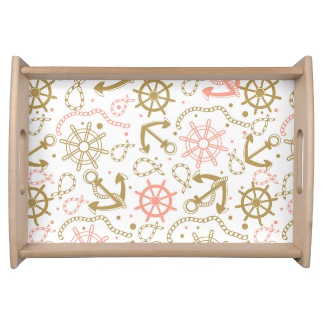 Golden Anchor Pattern Serving Tray (Front)