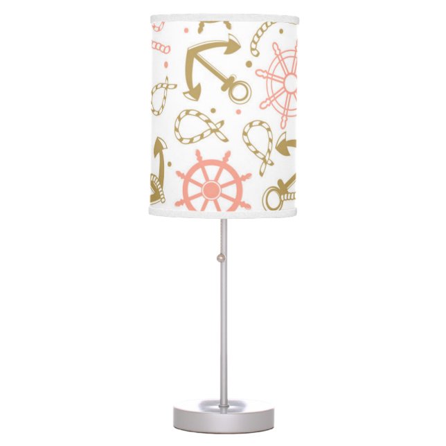 Golden Anchor Pattern Table Lamp (Front)