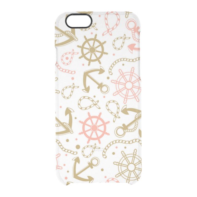 Golden Anchor Pattern Uncommon iPhone Case (Back)