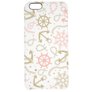 Golden Anchor Pattern Clear iPhone 6 Plus Case