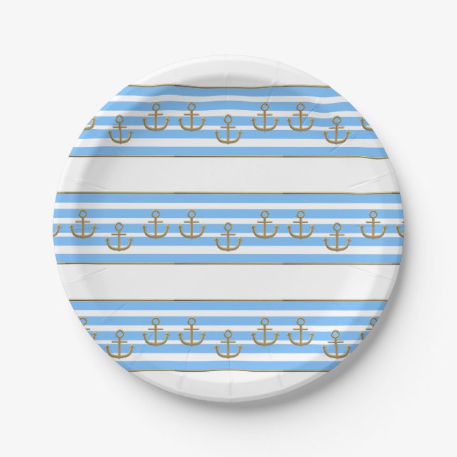 Golden Anchor, symbols of the love . Paper Plates (Front)