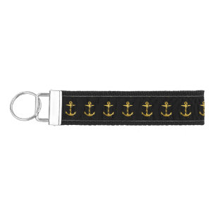 Golden Anchors with Rope Pattern Wrist Keychain