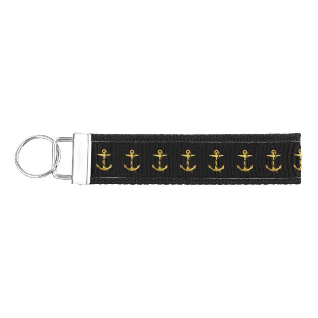 Golden Anchors with Rope Pattern Wrist Keychain (Keys on Left)