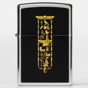Golden Ancient Egyptian Symbols – Luxurious Hierog Zippo Lighter
