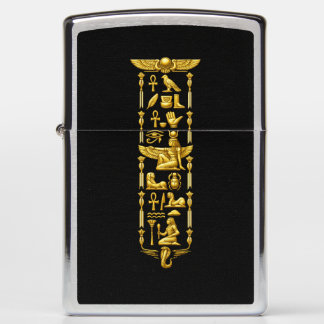 Golden Ancient Egyptian Symbols – Luxurious Hierog Zippo Lighter