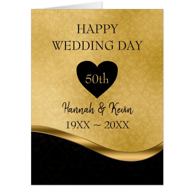 Golden And Black Background Anniversary Card (Front)