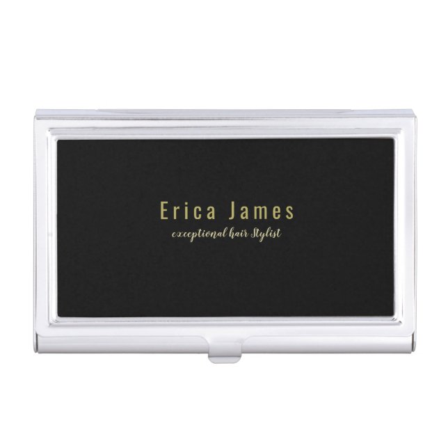 Golden and Black Beauty Salon Business Card Case (Front)