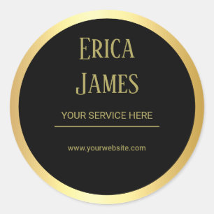Golden and Black Beauty Salon Classic Round Sticker