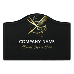 Golden and Black Beauty Salon Door Sign