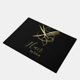 Golden and Black Beauty Salon Doormat