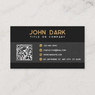 Golden and Black Business Card with QR
