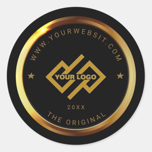 Golden and Black  Custom Business Logo Classic Classic Round Sticker