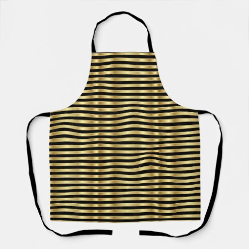 Golden and Black Elegant Stripes Apron