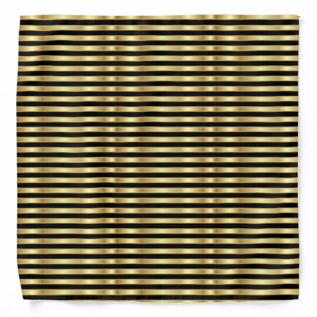 Golden and Black Elegant Stripes Bandana (Front)