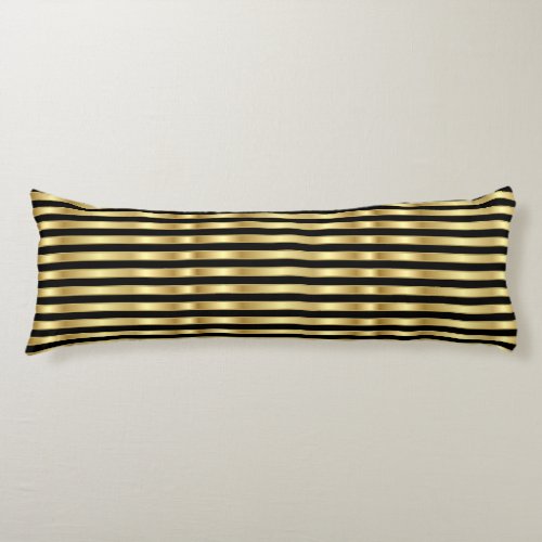 Golden and Black Elegant Stripes Body Pillow