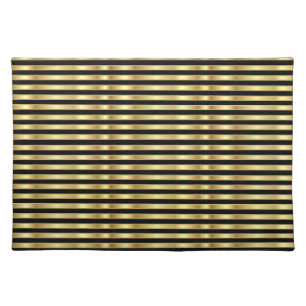 Golden and Black Elegant Stripes Cloth Placemat
