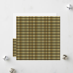 Golden and Black Elegant Stripes Holiday Card