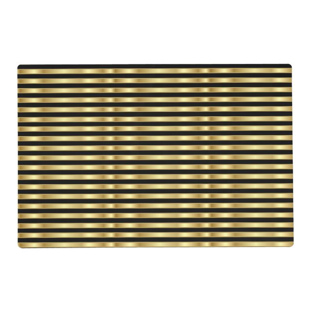 Golden and Black Elegant Stripes Placemat (Front)
