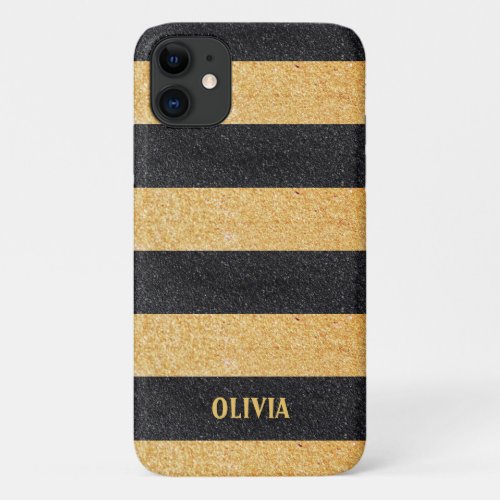 Golden And Black Glitter iPhone 11 Case