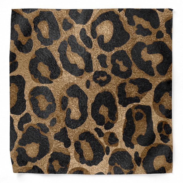 Golden and Black glitter  Leopard/ Jaguar print Bandana (Front)