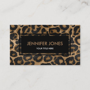 Golden and Black glitter  Leopard/ Jaguar print Business Card