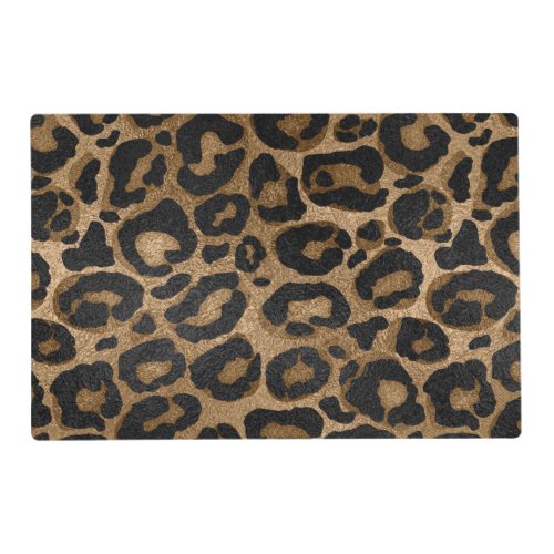 Golden and Black glitter  Leopard Jaguar print Placemat