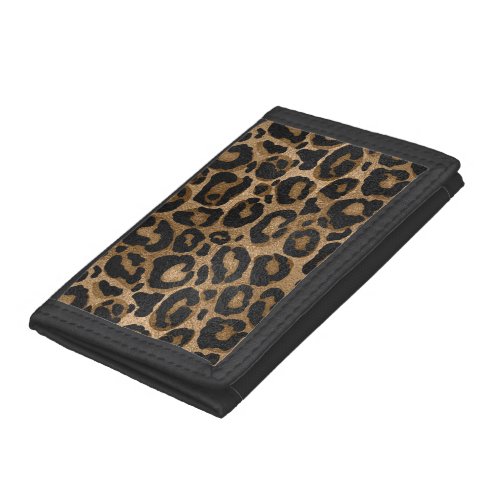 Golden and Black glitter  Leopard Jaguar print Trifold Wallet