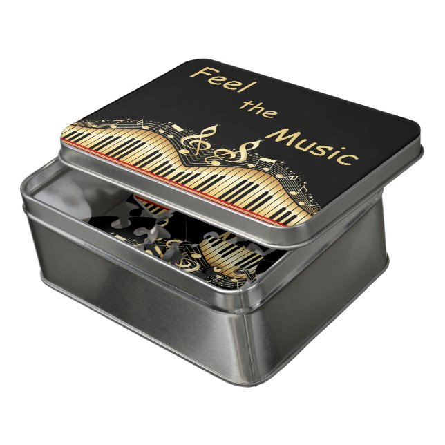 Golden And Black Keyboard Jigsaw Puzzle (Lid Open)