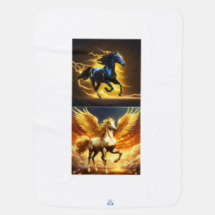 Golden and Black pegasus Horse Baby Blanket