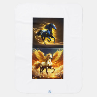 Golden and Black pegasus Horse Baby Blanket