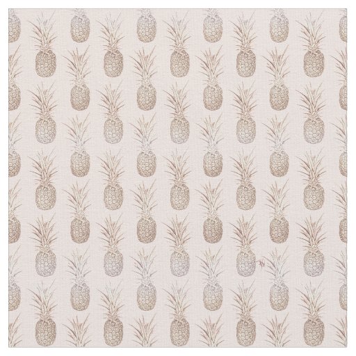 Golden and blush pineapples pattern fabric