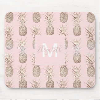 Golden and blush pineapples pattern mouse pad