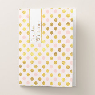 Golden and Blush Polka Dots Pocket Folders
