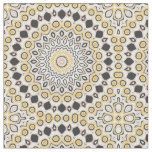Golden and Charcoal Mandala Pattern Fabric