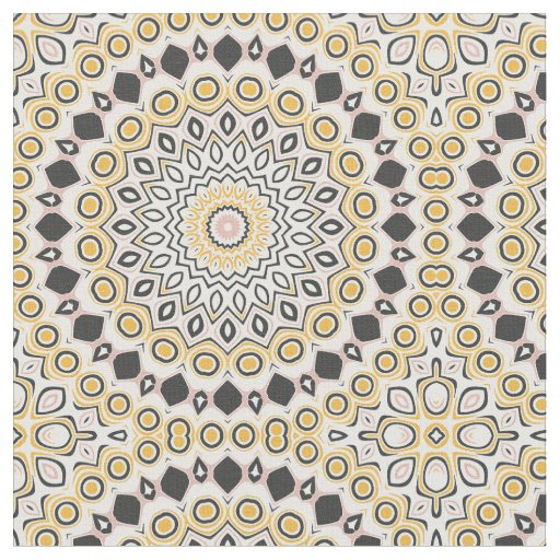 Golden and Charcoal Mandala Pattern Fabric