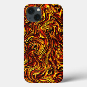 Golden and coral or vivid red texture iPhone 13 case