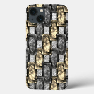 Golden and gray stain, carved rectangular pieces iPhone 13 case