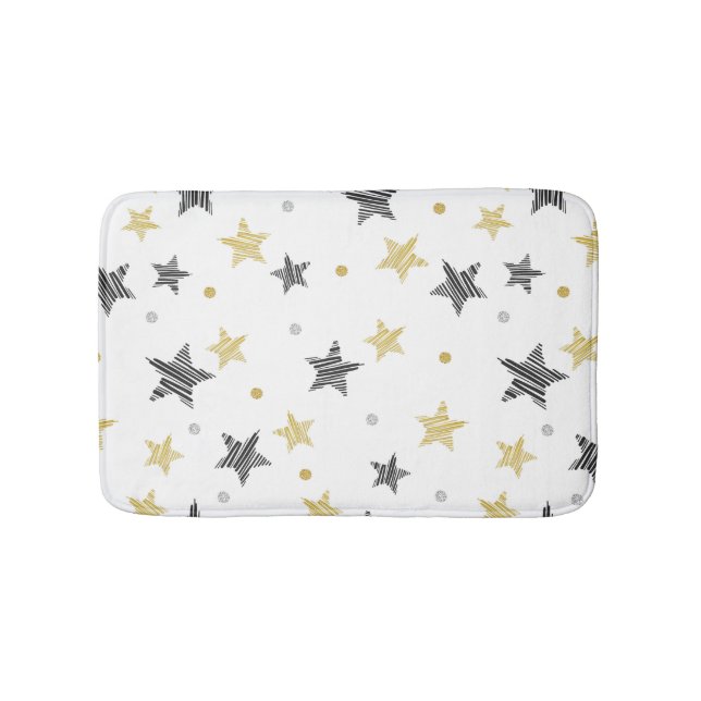 Golden And Gray Stars Bath Mat (Front)