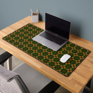 Golden and green colors abstract Desk Mat