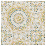 Golden and Green Geometric Mandala Pattern Fabric