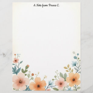 Golden and Ivory Flowers Stationery Paper