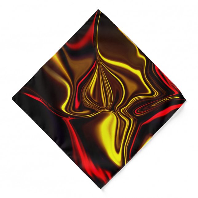 Golden and red curved strokes with dark parts bandana (Front)