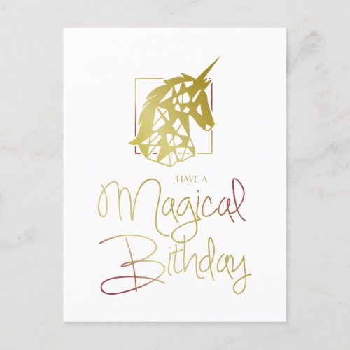 Golden and Red Unicorn for Magical Birthday Invitation Postcard
