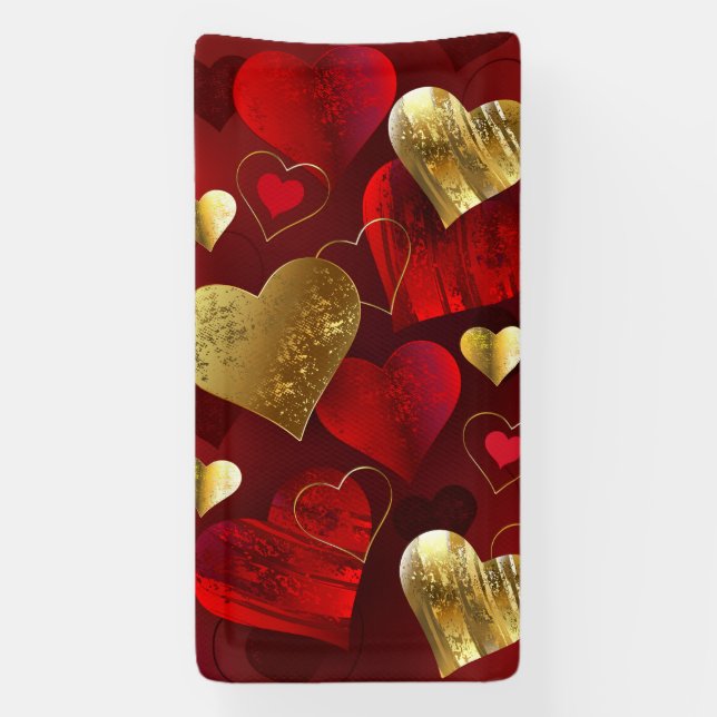 Golden and red valentines banner (Vertical)