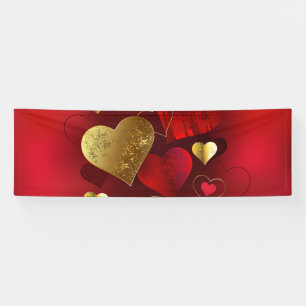 Golden and red valentines banner