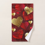 Golden and red valentines hand towel 