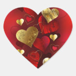 Golden and red valentines heart sticker