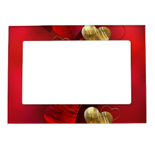 Golden and red valentines magnetic frame