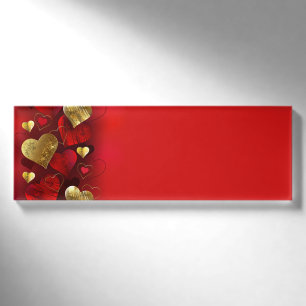 Golden and red valentines name tag